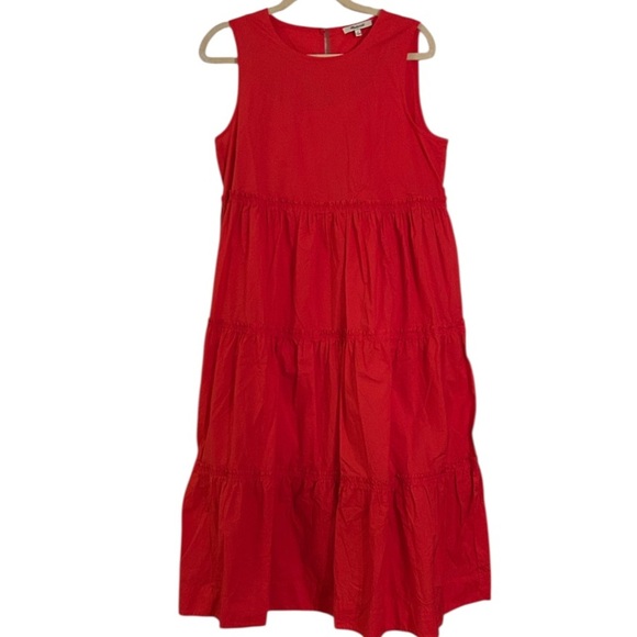 Madewell Bright Red Cattail Lined Tiered Maxi Dress Size Medium MSRP 128.00 - Picture 3 of 10